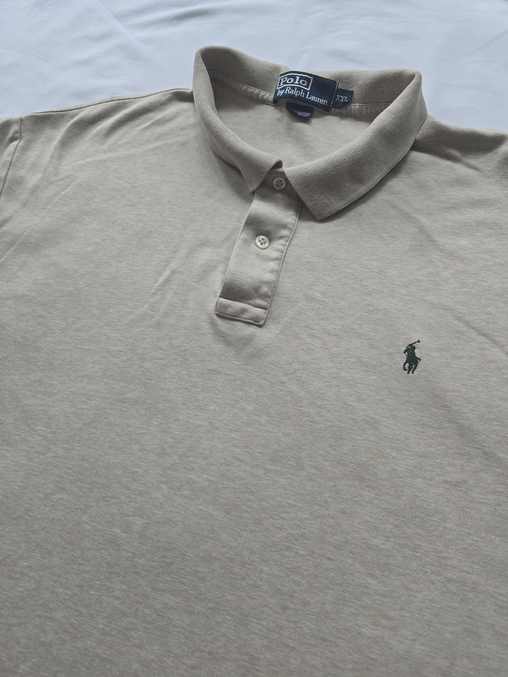 Polo Ralph Lauren Mens XXL Beige Tan Short Sleeve Polo Shirt Pony Logo